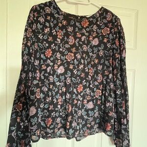 Joe Fresh Black Floral Blouse